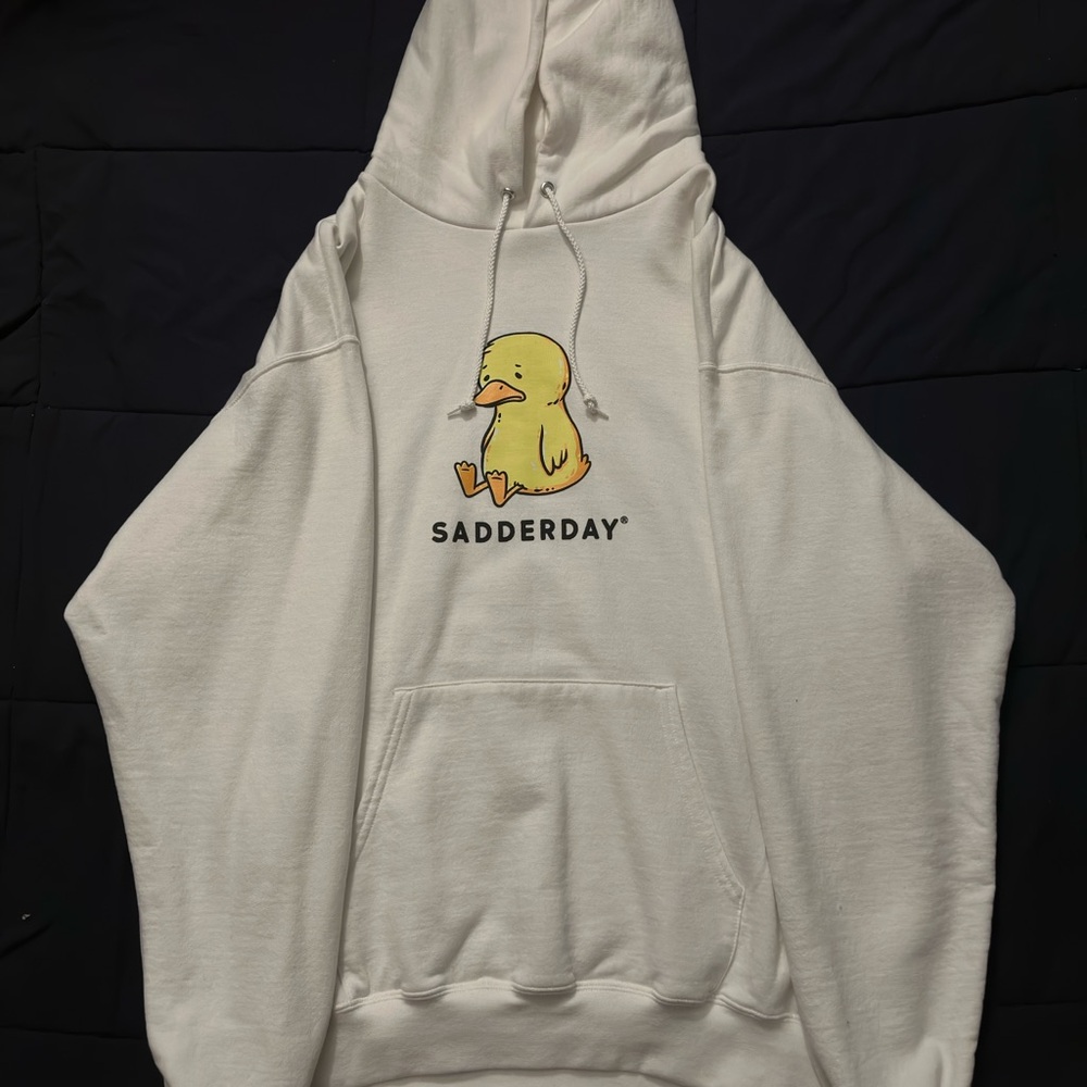SADDERDAY White Hoodie Limited Edition with Duck Graphic